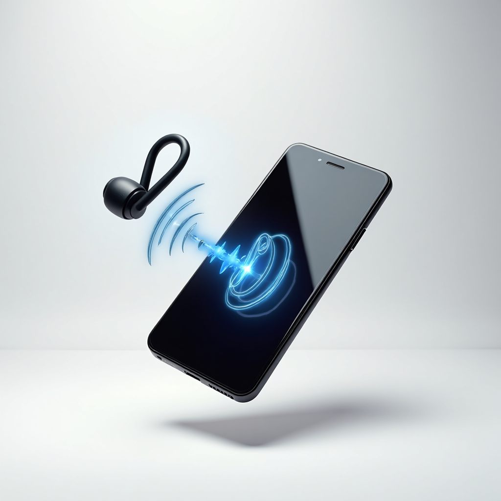 A phone with live AI voice waveforms
